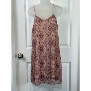 Y2K Mudd Pink Floral Print Boho Spaghetti Strap Mini Dress Women's Small Flowy S
